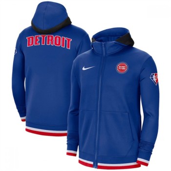 Men's Detroit Pistons Royal 75th Anniversary Performance Showtime Full-Zip Hoodie Jacket Men's Detroit Pistons Royal 75th Anniversary Performance Showtime Full-Zip Hoodie Jacket