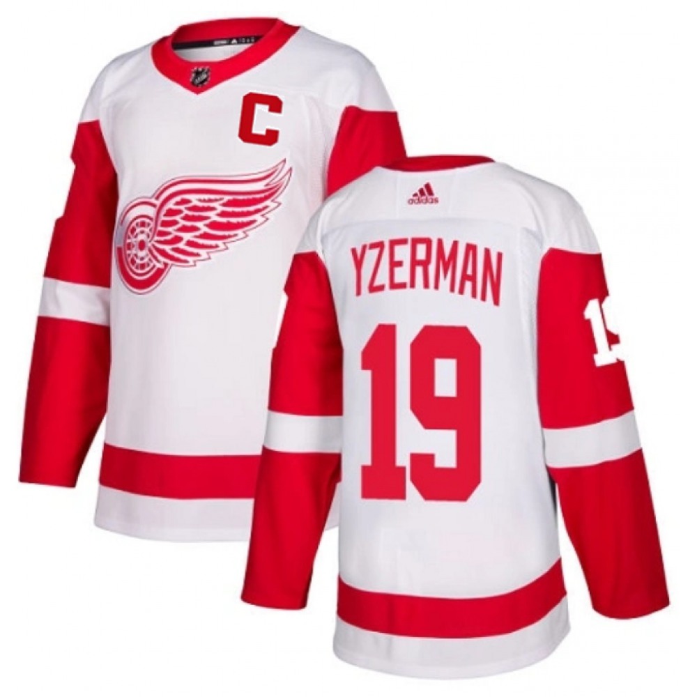 Men's Detroit Red Wings #19 Steve Yzerman White Stitched Jersey