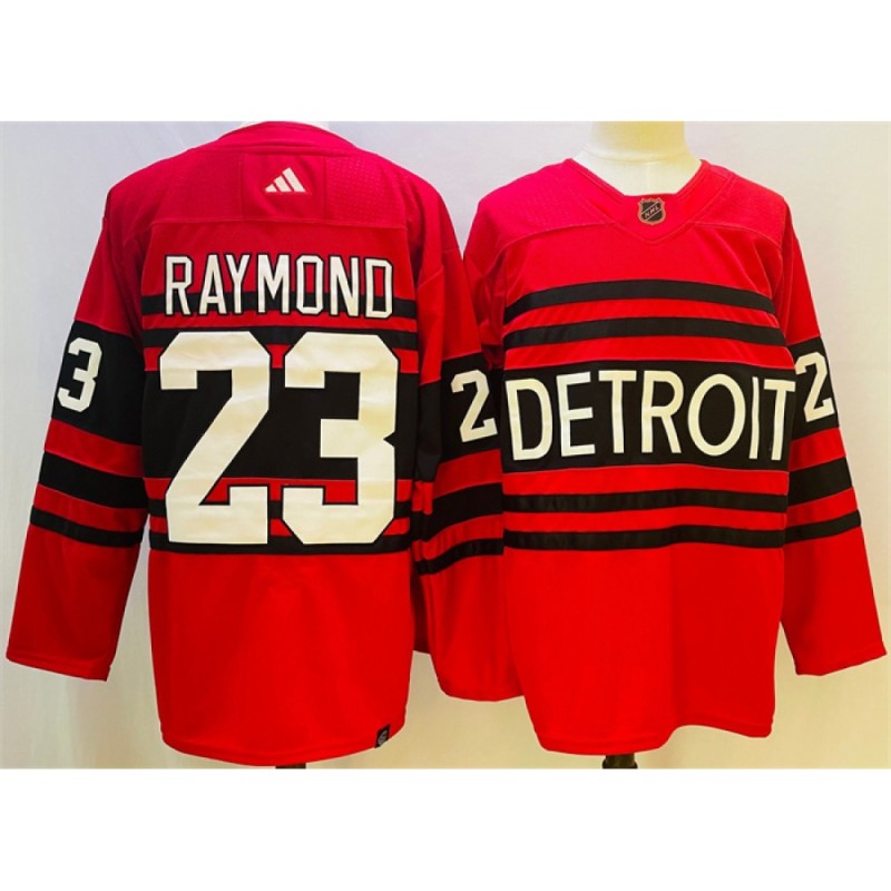 Men's Detroit Red Wings #23 Lucas Raymond Red 2022/23 Reverse Retro Stitched Jersey Men's Detroit Red Wings #23 Lucas Raymond Red 2022/23 Reverse Retro Stitched Jersey