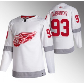 Men's Detroit Red Wings #93 Alex DeBrincat White 2020-21 Reverse Retro Stitched Jersey Men's Detroit Red Wings #93 Alex DeBrincat White 2020-21 Reverse Retro Stitched Jersey