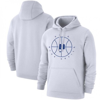 Men's Duke Blue Devils White Basketball Icon Club Fleece Pullover Hoodie Men's Duke Blue Devils White Basketball Icon Club Fleece Pullover Hoodie