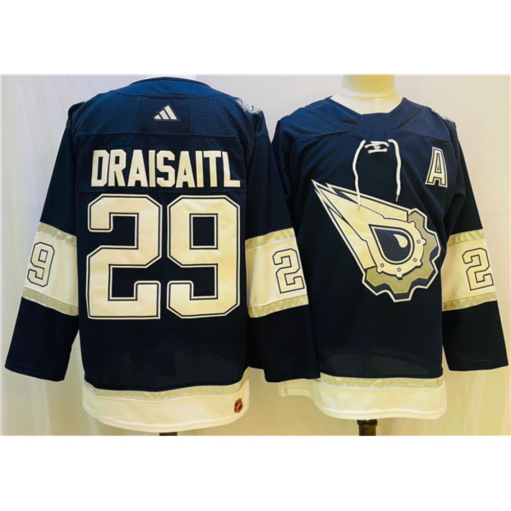 Men's Edmonton Oilers #29 Leon Draisaitl Navy/White Stitched Jersey