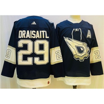 Men's Edmonton Oilers #29 Leon Draisaitl Navy/White Stitched Jersey Men's Edmonton Oilers #29 Leon Draisaitl Navy/White Stitched Jersey