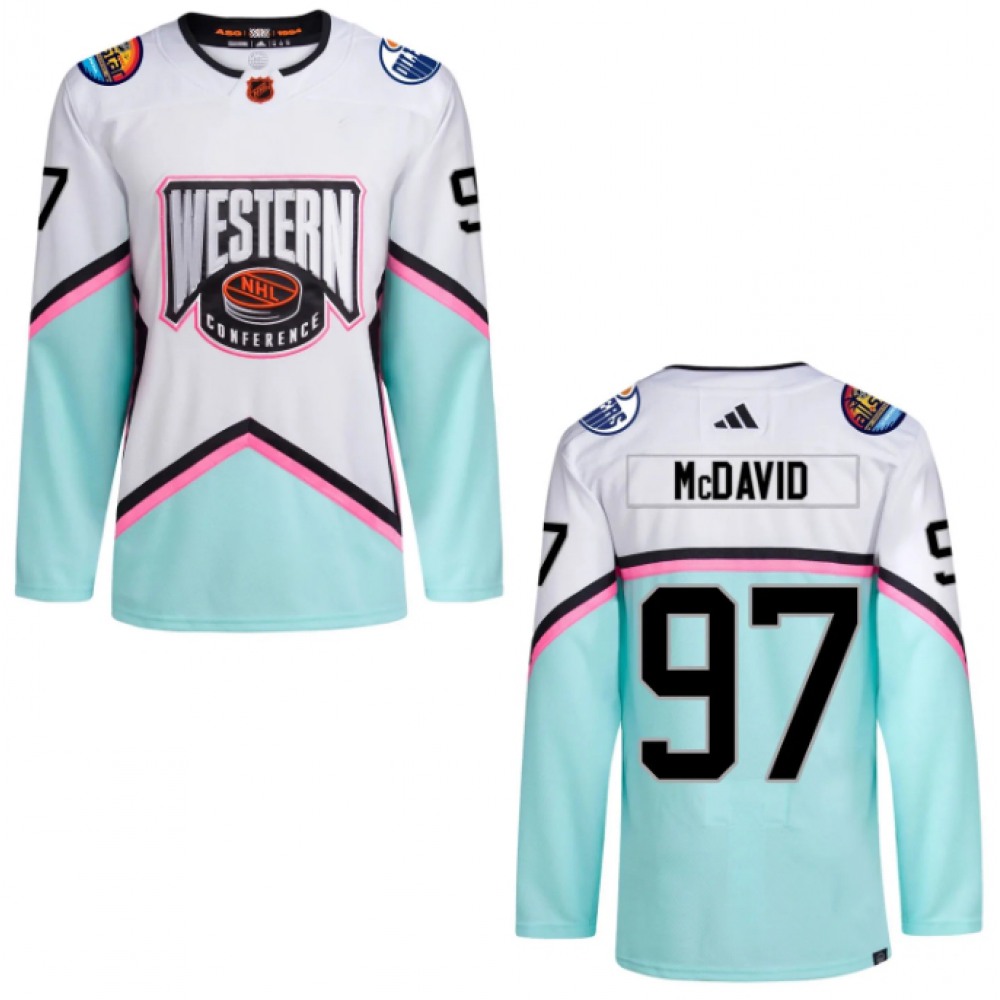 Men's Edmonton Oilers #97 Connor McDavid 2023 White All-Star Game Stitched Jersey