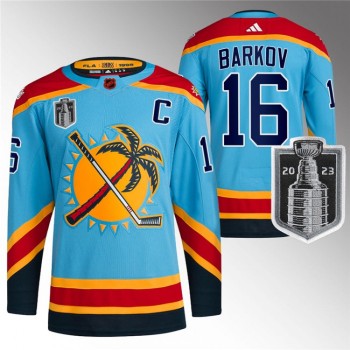 Men's Florida Panthers #16 Aleksander Barkov Blue 2023 Stanley Cup Final Reverse Retro Stitched Jersey Men's Florida Panthers #16 Aleksander Barkov Blue 2023 Stanley Cup Final Reverse Retro Stitched Jersey