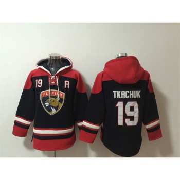 Men's Florida Panthers #19 Matthew Tkachuk Black/Red Lace-Up Pullover Hoodie Men's Florida Panthers #19 Matthew Tkachuk Black/Red Lace-Up Pullover Hoodie