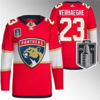 Men's Florida Panthers #23 Carter Verhaeghe Red 2023 Stanley Cup Final Stitched Jersey Men's Florida Panthers #23 Carter Verhaeghe Red 2023 Stanley Cup Final Stitched Jersey