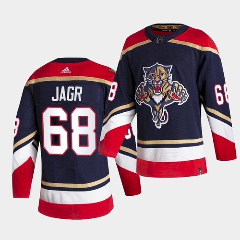 Men's Florida Panthers #68 Jaromir Jagr Black 2020-21 Reverse Retro Stitched Jersey