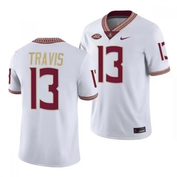 Men's Florida State Seminoles #13 Jordan Travis White Stitched Jersey Men's Florida State Seminoles #13 Jordan Travis White Stitched Jersey