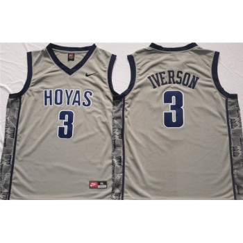 Men's Georgetown Hoyas #3 Allen Iverson Grey Stitched Jersey Men's Georgetown Hoyas #3 Allen Iverson Grey Stitched Jersey
