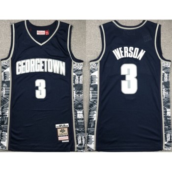 Men's Georgetown Hoyas #3 Allen Iverson Navy Throwback Stitched basketball Jersey Men's Georgetown Hoyas #3 Allen Iverson Navy Throwback Stitched basketball Jersey