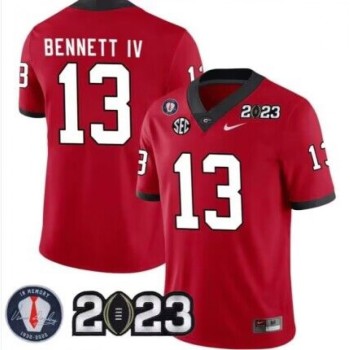 Men's Georgia Bulldogs #13 Stetson Bennett 2023 Patch Red Football Stitched Jersey Men's Georgia Bulldogs #13 Stetson Bennett 2023 Patch Red Football Stitched Jersey