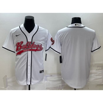 Men's Georgia Bulldogs Blank White With Patch Cool Base Stitched Baseball Jersey Men's Georgia Bulldogs Blank White With Patch Cool Base Stitched Baseball Jersey