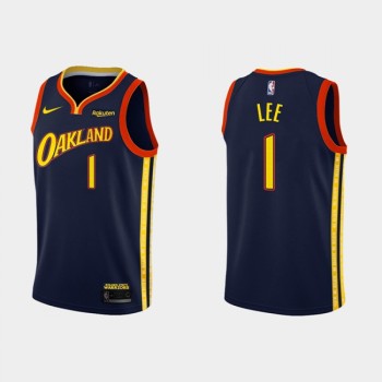 Men's Golden State Warriors #1 Damion Lee 2020-21 Navy City Edition Stitched NBA Jersey Men's Golden State Warriors #1 Damion Lee 2020-21 Navy City Edition Stitched NBA Jersey