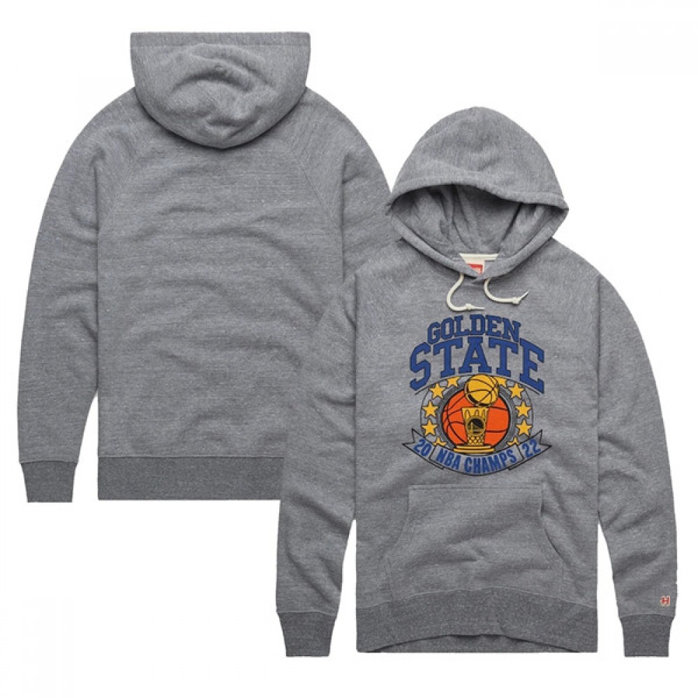 Men's Golden State Warriors 2021-2022 Grey NBA Finals Champions Trophy Tri-Blend Pullover Hoodie