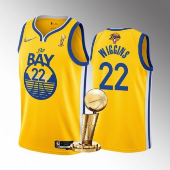 Men's Golden State Warriors #22 Andrew Wiggins 2022 Yellow NBA Finals Champions Stitched Jersey Men's Golden State Warriors #22 Andrew Wiggins 2022 Yellow NBA Finals Champions Stitched Jersey