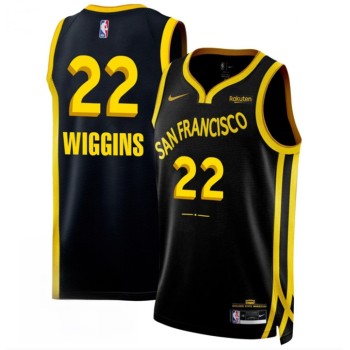Men's Golden State Warriors #22 Andrew Wiggins Black 2023/24 City Edition Stitched Basketball Jersey Men's Golden State Warriors #22 Andrew Wiggins Black 2023/24 City Edition Stitched Basketball Jersey