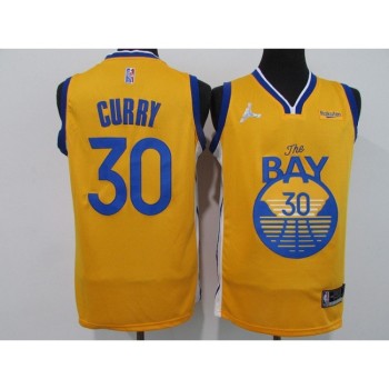Men's Golden State Warriors #30 Stephen Curry 75th Anniversary Yellow Stitched Basketball Jersey Men's Golden State Warriors #30 Stephen Curry 75th Anniversary Yellow Stitched Basketball Jersey