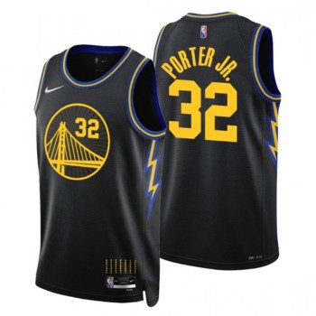 Men's Golden State Warriors #32 Otto Porter Jr. 2021/22 City Edition Black 75th Anniversary Stitched Basketball Jersey Men's Golden State Warriors #32 Otto Porter Jr. 2021/22 City Edition Black 75th Anniversary Stitched Basketball Jersey