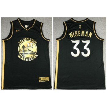 Men's Golden State Warriors #33 James Wiseman Black Gold Edition Stitched Jersey Men's Golden State Warriors #33 James Wiseman Black Gold Edition Stitched Jersey