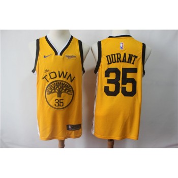 Men's Golden State Warriors #35 Kevin Durant Yellow 2018/19 Earned Edition Swingman Stitched NBA Jersey Men's Golden State Warriors #35 Kevin Durant Yellow 2018/19 Earned Edition Swingman Stitched NBA Jersey