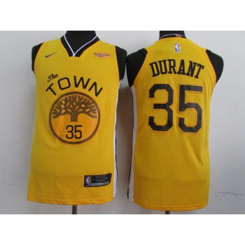 Men's Golden State Warriors #35 Kevin Durant Yellow 2019 Earned Edition Swingman Stitched NBA Jersey Men's Golden State Warriors #35 Kevin Durant Yellow 2019 Earned Edition Swingman Stitched NBA Jersey
