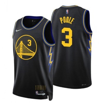 Men's Golden State Warriors #3 Jordan Poole 2021/22 City Edition Black 75th Anniversary Stitched Basketball Jersey Men's Golden State Warriors #3 Jordan Poole 2021/22 City Edition Black 75th Anniversary Stitched Basketball Jersey