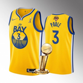 Men's Golden State Warriors #3 Jordan Poole 2022 Yellow NBA Finals Champions Stitched Jersey Men's Golden State Warriors #3 Jordan Poole 2022 Yellow NBA Finals Champions Stitched Jersey