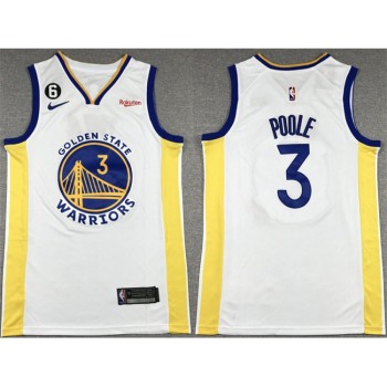 Men's Golden State Warriors #3 Jordan Poole White With No.6 Patch Stitched Jersey Men's Golden State Warriors #3 Jordan Poole White With No.6 Patch Stitched Jersey