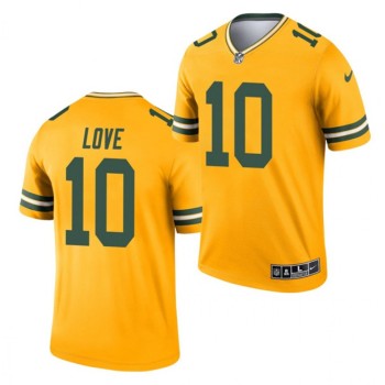 Men's Green Bay Packers #10 Jordan Love 2021 Gold Inverted Legend Stitched Football Jersey Men's Green Bay Packers #10 Jordan Love 2021 Gold Inverted Legend Stitched Football Jersey