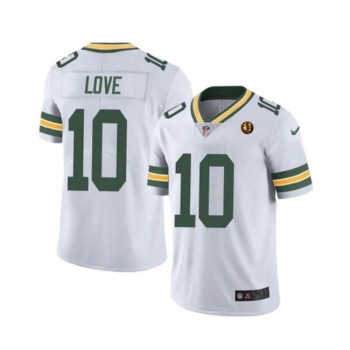 Men's Green Bay Packers #10 Jordan Love White Vapor Limited Throwback Stitched Football Jersey Men's Green Bay Packers #10 Jordan Love White Vapor Limited Throwback Stitched Football Jersey
