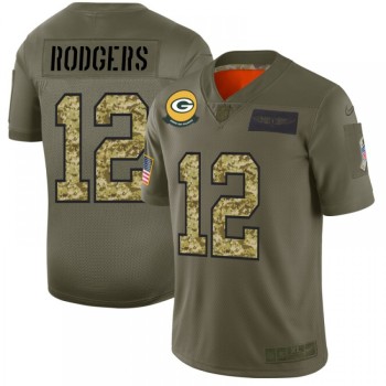 Men's Green Bay Packers #12 Aaron Rodgers 2019 Olive/Camo Salute To Service Limited Stitched NFL Jersey Men's Green Bay Packers #12 Aaron Rodgers 2019 Olive/Camo Salute To Service Limited Stitched NFL Jersey