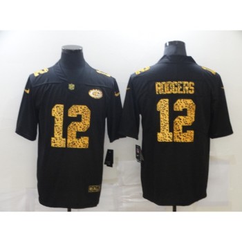 Men's Green Bay Packers #12 Aaron Rodgers 2020 Black Leopard Print Fashion Limited Stitched Jersey Men's Green Bay Packers #12 Aaron Rodgers 2020 Black Leopard Print Fashion Limited Stitched Jersey