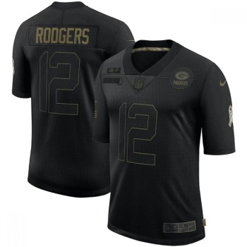 Men's Green Bay Packers #12 Aaron Rodgers 2020 Black Salute To Service Limited Stitched Jersey Men's Green Bay Packers #12 Aaron Rodgers 2020 Black Salute To Service Limited Stitched Jersey