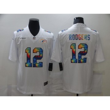 Men's Green Bay Packers #12 Aaron Rodgers 2020 White Crucial Catch Limited Stitched Jersey Men's Green Bay Packers #12 Aaron Rodgers 2020 White Crucial Catch Limited Stitched Jersey