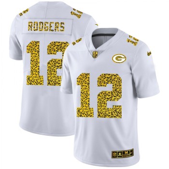 Men's Green Bay Packers #12 Aaron Rodgers 2020 White Leopard Print Fashion Limited Stitched Jersey Men's Green Bay Packers #12 Aaron Rodgers 2020 White Leopard Print Fashion Limited Stitched Jersey