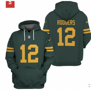 Men's Green Bay Packers #12 Aaron Rodgers 2021 Green Pullover Hoodie Men's Green Bay Packers #12 Aaron Rodgers 2021 Green Pullover Hoodie