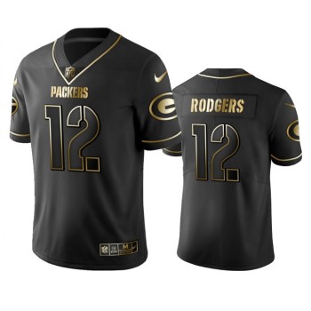 Men's Green Bay Packers #12 Aaron Rodgers Black 2019 Golden Edition Limited Stitched NFL Jersey Men's Green Bay Packers #12 Aaron Rodgers Black 2019 Golden Edition Limited Stitched NFL Jersey