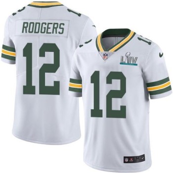 Men's Green Bay Packers #12 Aaron Rodgers White Super Bowl LIV Vapor Untouchable Stitched NFL Limited Jersey Men's Green Bay Packers #12 Aaron Rodgers White Super Bowl LIV Vapor Untouchable Stitched NFL Limited Jersey