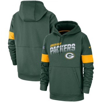 Men's Green Bay Packers 2019 Green 100th Season Sideline Team Logo Performance Pullover Hoodie Men's Green Bay Packers 2019 Green 100th Season Sideline Team Logo Performance Pullover Hoodie
