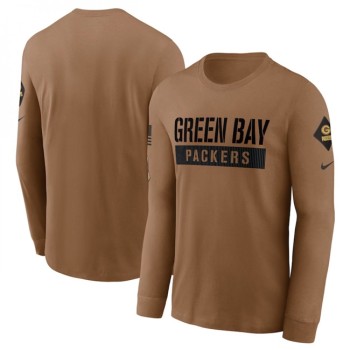 Men's Green Bay Packers 2023 Brown Salute To Service Long Sleeve T-Shirt Men's Green Bay Packers 2023 Brown Salute To Service Long Sleeve T-Shirt