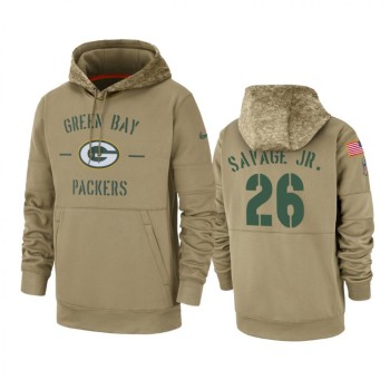 Men's Green Bay Packers #26 Darnell Savage Tan 2019 Salute to Service Sideline Therma Pullover Hoodie Men's Green Bay Packers #26 Darnell Savage Tan 2019 Salute to Service Sideline Therma Pullover Hoodie