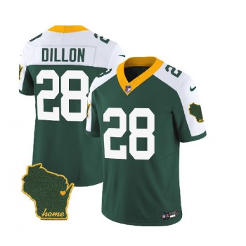 Men's Green Bay Packers #28 A.J. Dillon Green/White 2023 F.U.S.E. Home Patch Vapor Untouchable Limited Stitched Jersey Men's Green Bay Packers #28 A.J. Dillon Green/White 2023 F.U.S.E. Home Patch Vapor Untouchable Limited Stitched Jersey