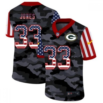 Men's Green Bay Packers #33 Aaron Jones 2020 Camo USA Flag Limited Stitched Jersey Men's Green Bay Packers #33 Aaron Jones 2020 Camo USA Flag Limited Stitched Jersey