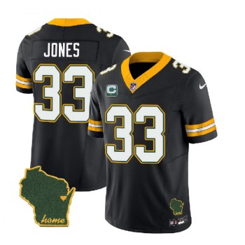 Men's Green Bay Packers #33 Aaron Jones Black 2023 F.U.S.E. Home Patch And 1-Star C Patch Vapor Untouchable Limited Stitched Jersey Men's Green Bay Packers #33 Aaron Jones Black 2023 F.U.S.E. Home Patch And 1-Star C Patch Vapor Untouchable Limited Stitched Jersey