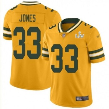 Men's Green Bay Packers #33 Aaron Jones Gold 2021 Super Bowl LV Stitched NFL Jersey Men's Green Bay Packers #33 Aaron Jones Gold 2021 Super Bowl LV Stitched NFL Jersey