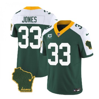 Men's Green Bay Packers #33 Aaron Jones Green/White 2023 F.U.S.E. Home Patch And 1-Star C Patch Vapor Untouchable Limited Stitched Jersey Men's Green Bay Packers #33 Aaron Jones Green/White 2023 F.U.S.E. Home Patch And 1-Star C Patch Vapor Untouchable Limited Stitched Jersey