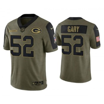 Men's Green Bay Packers #52 Rashan Gary 2021 Olive Salute To Service Limited Stitched Jersey Men's Green Bay Packers #52 Rashan Gary 2021 Olive Salute To Service Limited Stitched Jersey