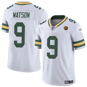 Men's Green Bay Packers #9 Christian Watson White Vapor Limited Throwback Stitched Football Jersey Men's Green Bay Packers #9 Christian Watson White Vapor Limited Throwback Stitched Football Jersey