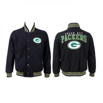 Men's Green Bay Packers Black Stitched Jacket Men's Green Bay Packers Black Stitched Jacket